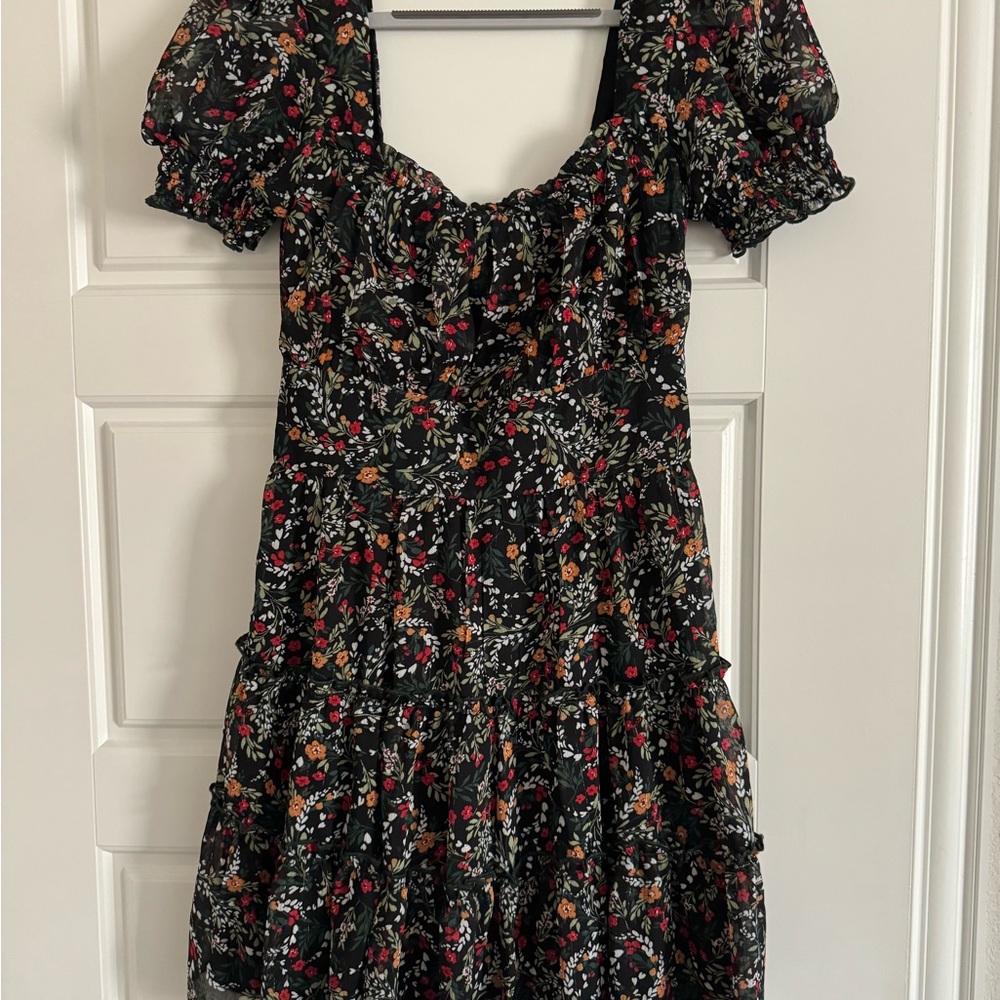 Francesca's Collections Floral Mini Dress - Black and Red